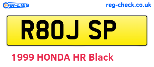 R80JSP are the vehicle registration plates.