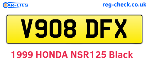 V908DFX are the vehicle registration plates.