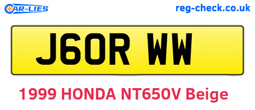 J60RWW are the vehicle registration plates.