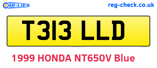 T313LLD are the vehicle registration plates.