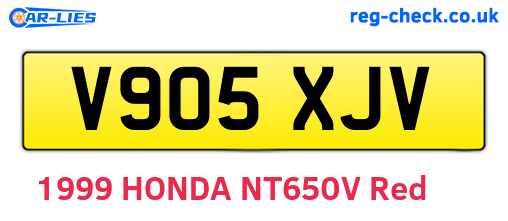 V905XJV are the vehicle registration plates.