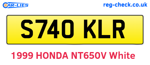 S740KLR are the vehicle registration plates.