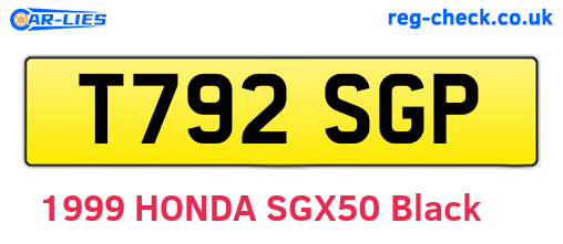 T792SGP are the vehicle registration plates.