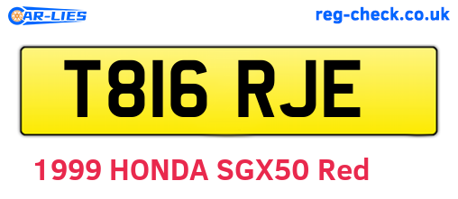 T816RJE are the vehicle registration plates.