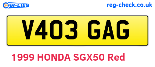 V403GAG are the vehicle registration plates.