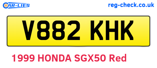 V882KHK are the vehicle registration plates.