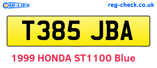 T385JBA are the vehicle registration plates.