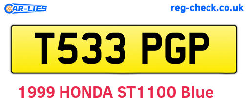T533PGP are the vehicle registration plates.