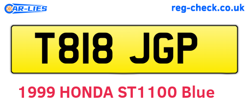 T818JGP are the vehicle registration plates.