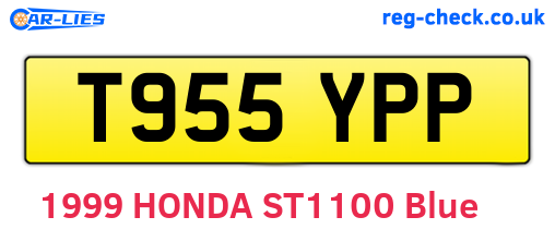 T955YPP are the vehicle registration plates.