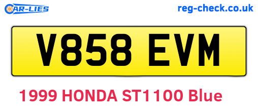 V858EVM are the vehicle registration plates.
