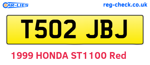 T502JBJ are the vehicle registration plates.