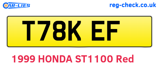 T78KEF are the vehicle registration plates.