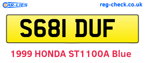 S681DUF are the vehicle registration plates.