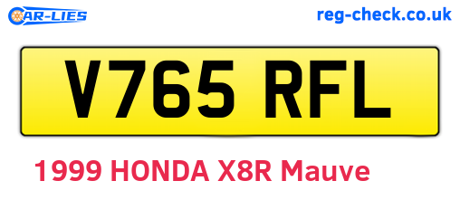 V765RFL are the vehicle registration plates.
