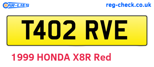 T402RVE are the vehicle registration plates.