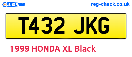 T432JKG are the vehicle registration plates.