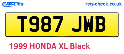 T987JWB are the vehicle registration plates.