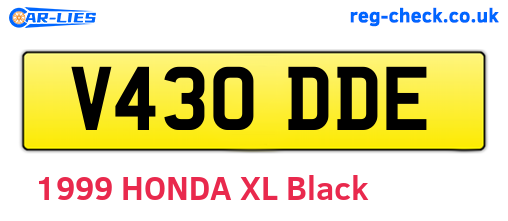 V430DDE are the vehicle registration plates.