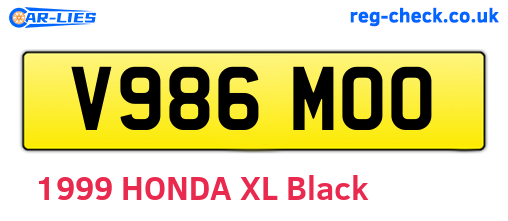 V986MOO are the vehicle registration plates.