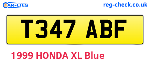 T347ABF are the vehicle registration plates.