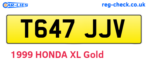 T647JJV are the vehicle registration plates.