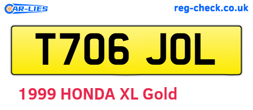 T706JOL are the vehicle registration plates.