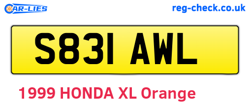S831AWL are the vehicle registration plates.