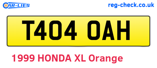 T404OAH are the vehicle registration plates.