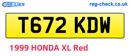 T672KDW are the vehicle registration plates.