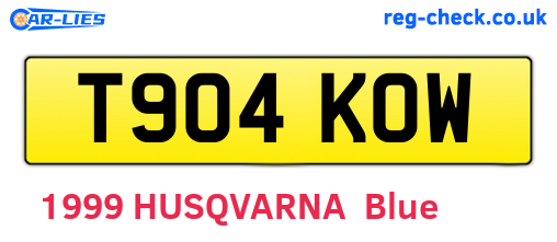 T904KOW are the vehicle registration plates.