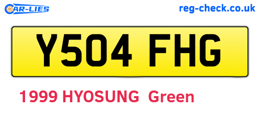 Y504FHG are the vehicle registration plates.
