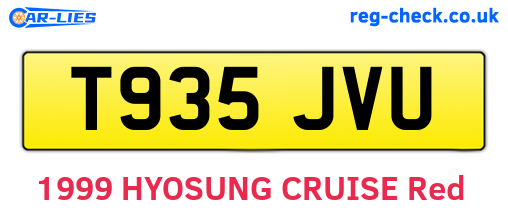 T935JVU are the vehicle registration plates.