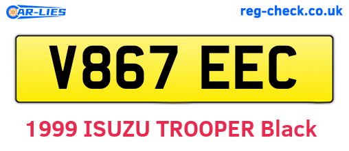 V867EEC are the vehicle registration plates.