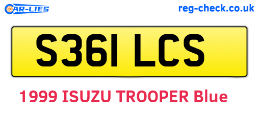 S361LCS are the vehicle registration plates.