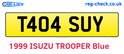 T404SUY are the vehicle registration plates.