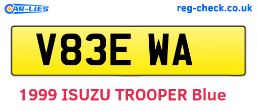 V83EWA are the vehicle registration plates.