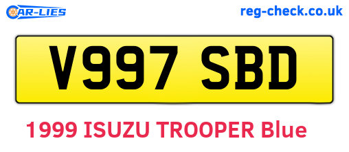 V997SBD are the vehicle registration plates.