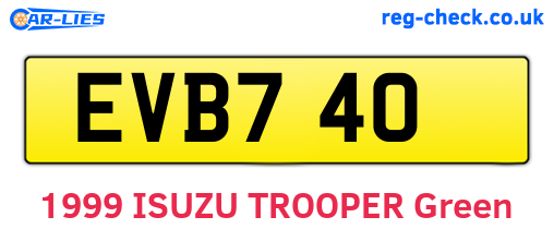 EVB740 are the vehicle registration plates.