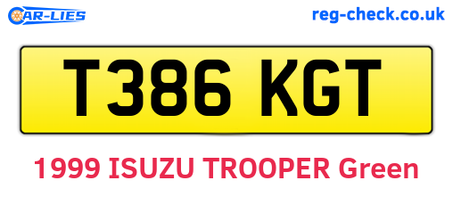 T386KGT are the vehicle registration plates.