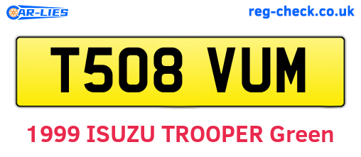 T508VUM are the vehicle registration plates.