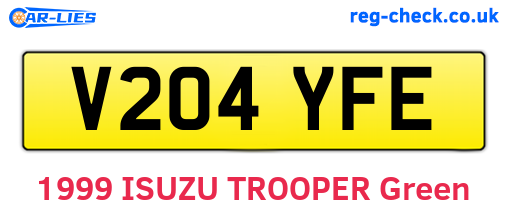 V204YFE are the vehicle registration plates.