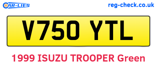 V750YTL are the vehicle registration plates.