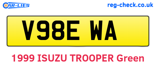 V98EWA are the vehicle registration plates.