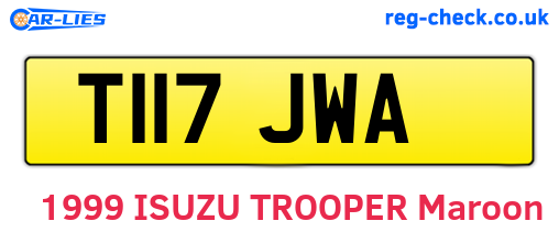 T117JWA are the vehicle registration plates.