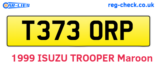 T373ORP are the vehicle registration plates.