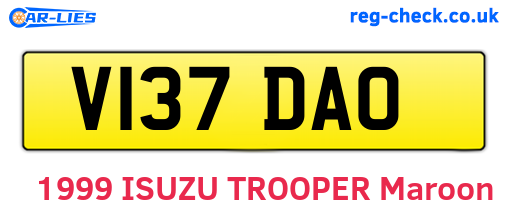 V137DAO are the vehicle registration plates.
