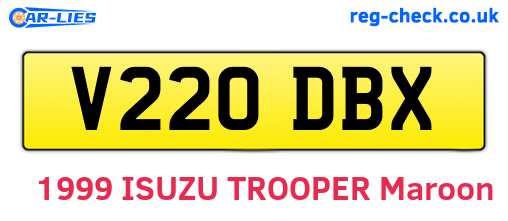 V220DBX are the vehicle registration plates.