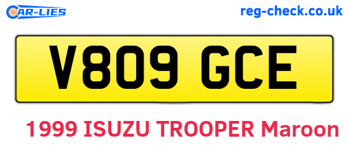 V809GCE are the vehicle registration plates.