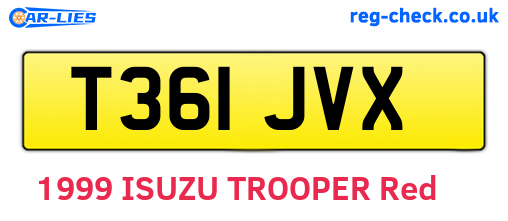 T361JVX are the vehicle registration plates.